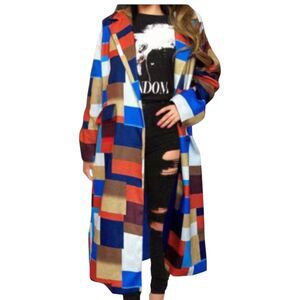 Fashion Multi Colored Trench Style Long Light Weight Coat